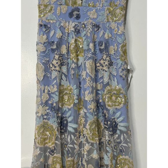 Dress The Population Samira Embellished Chiffon Gown Sky Multi Size Medium NWT - Picture 5 of 16